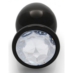 Ouch! Bijou anal Round Gem L 8 x 4cm Noir-Transparent